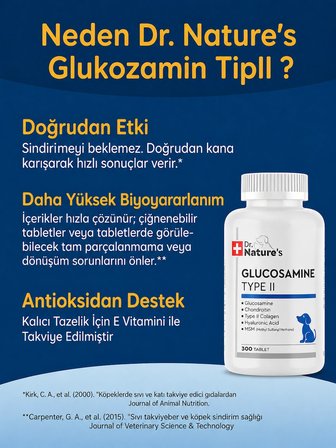 Köpek Glukozamin 300 Tablet Eklem Destekleyici MSM Kondroitin İçeren Hareket ve Kıkırdak Desteği