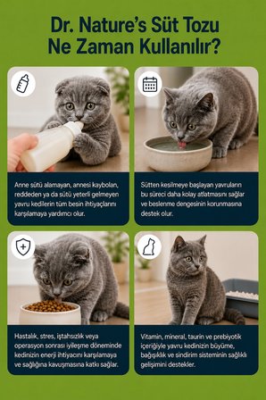 Kitten Milk Yavru Kedi ve Hamile Anne Kedi Besleyici Süt Tozu Taurin ve Prebiyotik Takviyeli 200 Gr 