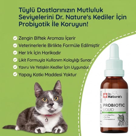 Kedi Probiyotik Damla 50 ml – Canlı Probiyotik İçeren Sindirim Desteği