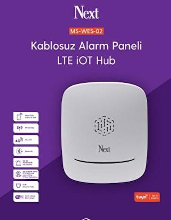 Next MS-WES-02 Kablosuz 4G/LTE Alarm Kiti Alarm Panel+Kapı Pencere Sensör+Hareket Sensörü+Uzaktan Kumanda