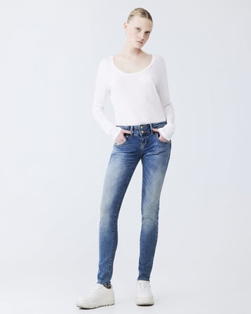 Julıta X Dar Paça Düşük Bel Mid Indigo Jean Pantolon