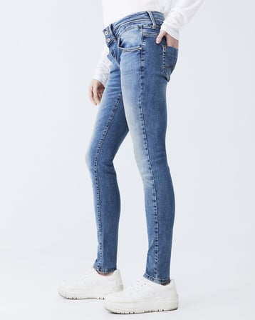 Julıta X Dar Paça Düşük Bel Mid Indigo Jean Pantolon