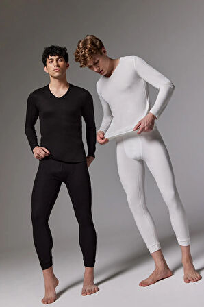 Erkek Siyah Ekru 2 li Premium Paket Viloft Termal İçlik Takımı 602608