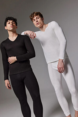 Erkek Siyah Ekru 2 li Premium Paket Viloft Termal İçlik Takımı 602608