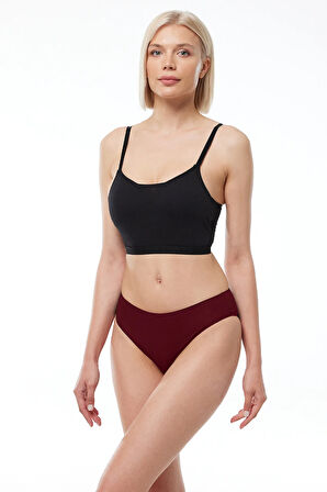 Kadın Bordo 2 Li Paket Modal Dar Kalıp Ara Bel Slip Külot 187