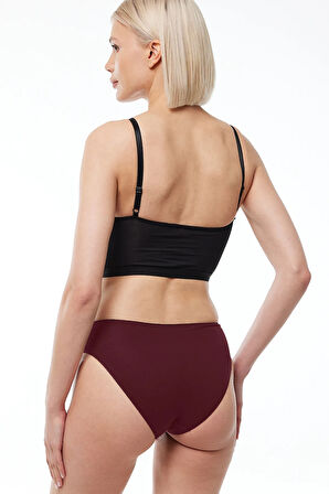 Kadın Bordo 2 Li Paket Modal Dar Kalıp Ara Bel Slip Külot 187
