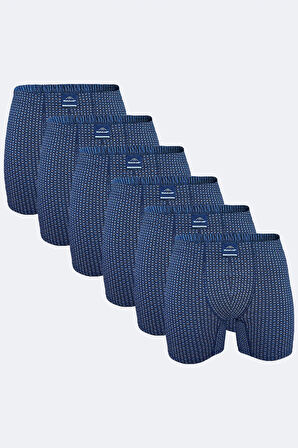 Erkek Desenli 6 lı Pamuk Elastan Uzun Boxer 073