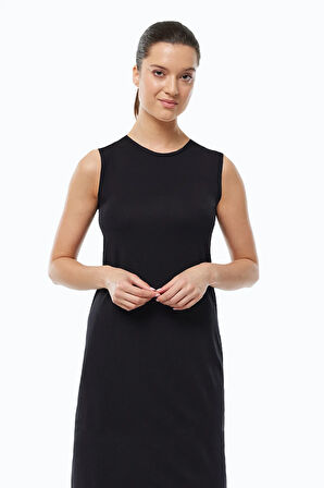 Kadın Beyaz Ten Rengi 2 li Set Uzun Kolsuz Elbise Astarı Modal Kombinezon 2M1049