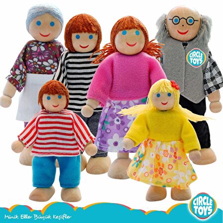 Circle Toys Ahşap 6'lı Aile Kukla Seti