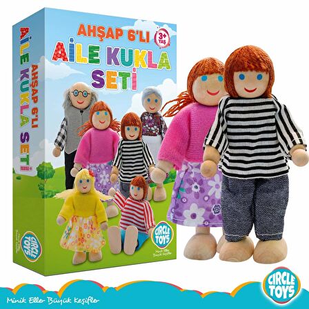 Circle Toys Ahşap 6'lı Aile Kukla Seti