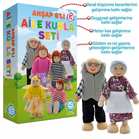 Circle Toys Ahşap 6'lı Aile Kukla Seti