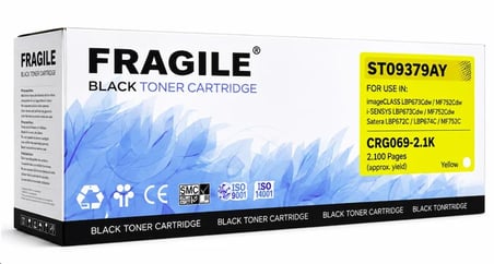 ~Muadil Toner~ Canon Uyumlu (FRAGILE) *CRG069* (ÇİPLİ) -2.1K- - Sarı (Koli 20)