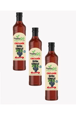 HAPPY LİFE ORGANİK ÜZÜM SİRKESİ 500ML X 3 ADET