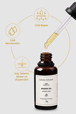 Bade Natural Argan Yağı Soğuk Sıkım %100 Saf 30 ml