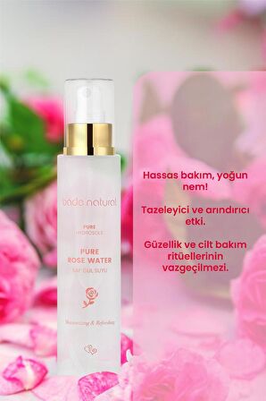 Bade Natural Gül Suyu Gözenek Sıkılaştırıcı Aydınlatıcı ve Arındırıcı Tonik %100 Doğal ve Saf 100 ml