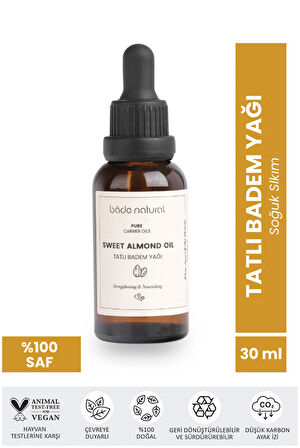 Tatlı Badem Yağı Soğuk Sıkım %100 Saf 30 ml