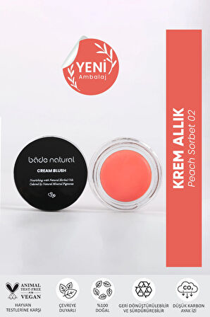 Bade Natural Krem Allık Peach Sorbet 02 %100 Doğal