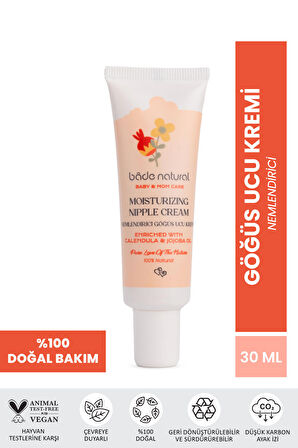 Bade Natural Nemlendirici Göğüs Ucu %100 Doğal Çatlak ve Bakım Kremi 30 ml