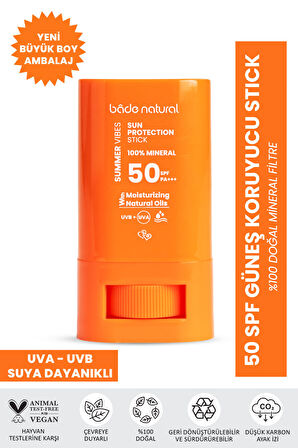 Bade Natural 50 SPF %100 Mineral Filtreli ve Doğal Yüksek Korumalı Güneş Stick 16 g