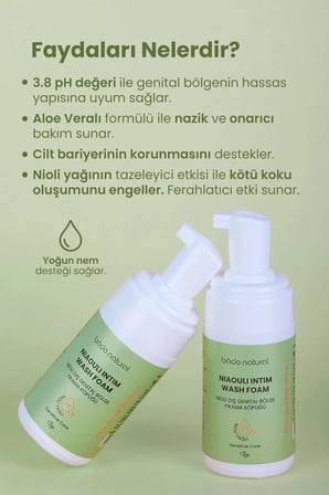 Bade Natural Nioli Yağlı Genital Bölge Yıkama Köpüğü pH 3.8 %100 Doğal 100 ml