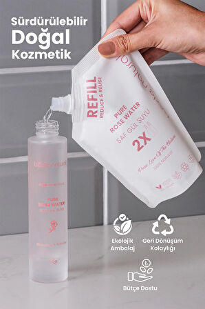 Bade Natural Gül Suyu Gözenek Sıkılaştırıcı Aydınlatıcı ve Arındırıcı Tonik Refill 200 ml %100 Doğal ve Saf