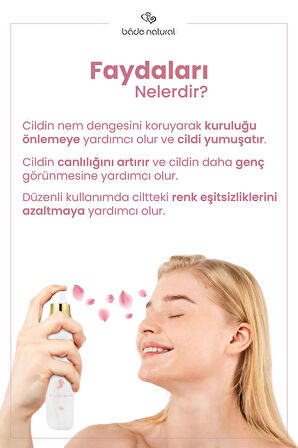 Bade Natural Gül Suyu Gözenek Sıkılaştırıcı Aydınlatıcı ve Arındırıcı Tonik Refill 200 ml %100 Doğal ve Saf