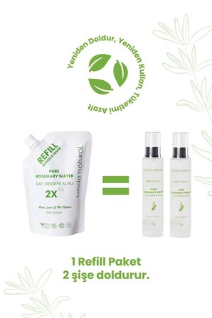 Bade Natural Biberiye Suyu Güçlendirici Saç Toniği Refill Paket 200 ml %100 Doğal ve Saf