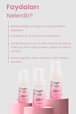 Bade Natural Gül Suyu Yüz Temizleme Köpüğü %100 Doğal ve Vegan 100 ml