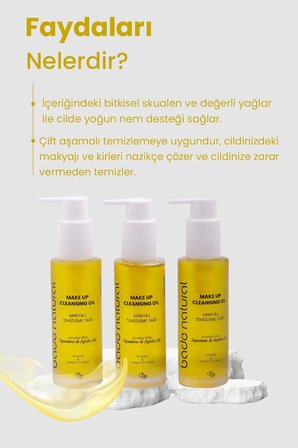 Bade Natural Makyaj Temizleme Yağı Jojoba ve Skualan İçerikli %100 Doğal ve Vegan 100 ml