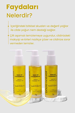 Bade Natural Makyaj Temizleme Yağı Jojoba ve Skualan İçerikli %100 Doğal ve Vegan 100 ml