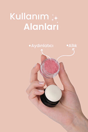 Sparkle Powder Shinny Pink Toz Işıltılı Allık %100 Doğal