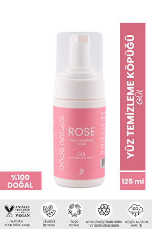 Bade Natural Gül Suyu Yüz Temizleme Köpüğü %100 Doğal ve Vegan 125 ml