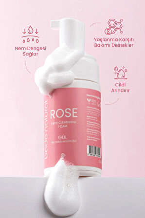 Bade Natural Gül Suyu Yüz Temizleme Köpüğü %100 Doğal ve Vegan 125 ml