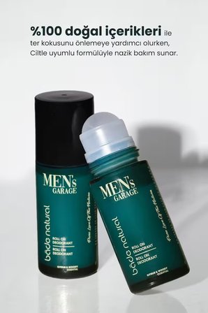 Bade Natural Men's Garage Roll On Deodorant Ferahlatıcı ve Ter Kokusunu Önleyici 50 ml