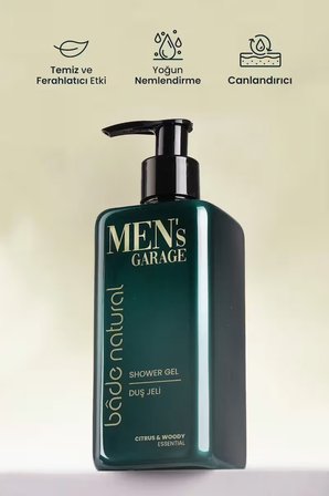 Bade Natural Men's Garage Duş Jeli Arındırıcı ve Canlandırıcı 300 ml