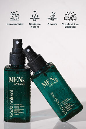 Bade Natural Men's Garage Biberiye Saç ve Sakal Toniği Besleyici ve Nemlendirici 150 ml