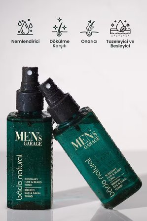 Bade Natural Men's Garage Biberiye Saç ve Sakal Toniği Besleyici ve Nemlendirici 150 ml