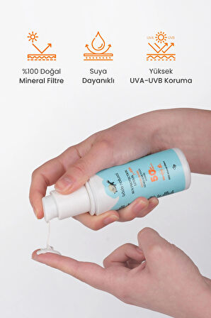%100 Doğal 50+ SPF Yüksek Korumalı Çocuk Güneş Koruyucu Losyon Mineral Filtreli 100 ml