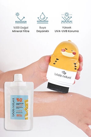 Bade Natural Çocuk Güneş Koruyucu Losyon 50+ SPF Yüksek Korumalı %100 Doğal Refill Paket 110 ml