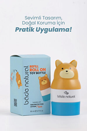 Bade Natural Güneş Koruyucu Losyon Aplikatörü Ayı Figürlü Doldurulabilir Roll On 110 ml