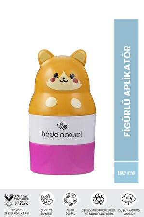 Bade Natural Güneş Koruyucu Losyon Aplikatörü Kedi Figürlü Doldurulabilir Roll On 110 ml