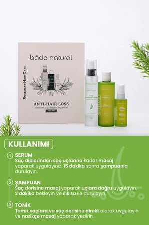 Bade Natural Biberiye Özlü Dökülme Karşıtı ve Güçlendirici Saç Bakım Seti