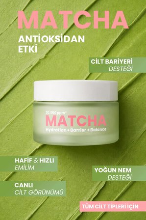 Matcha Antioksidan Cam Cilt (Glass Skin) Yoğun Nemlendirici Ve Cilt Bariyeri Güçlendirici Yüz Kremi 50 Ml