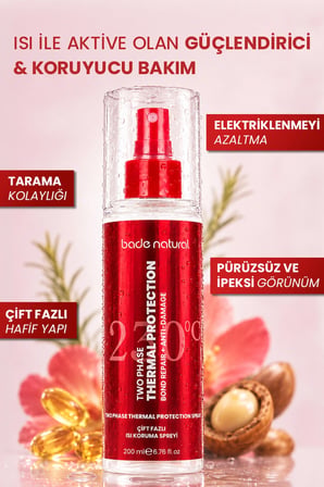 Bade Natural Çift Fazlı İsı Koruma Spreyi 200 Ml