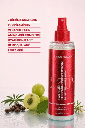 Bade Natural Çift Fazlı İsı Koruma Spreyi 200 Ml