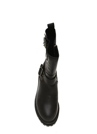 Black Hakiki Deri Kadın Bot & Bootie HD0777002203