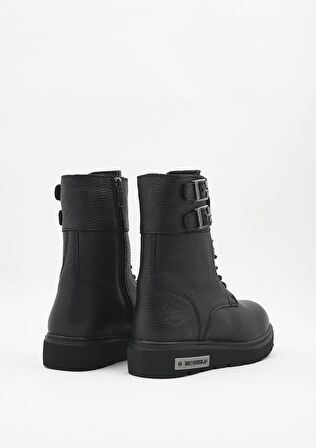 Black Hakiki Deri Kadın Bot & Bootie HD0777063603