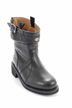 Black Hakiki Deri Kadın Bot & Bootie HD0777063403