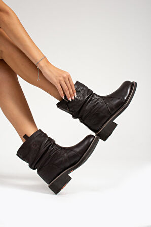 Dark Brown Hakiki Deri Kadın Bot & Bootie HD0777063403