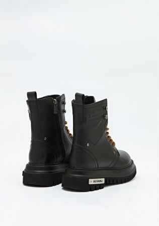 Black Hakiki Deri Kadın Bot & Bootie HD0777002903